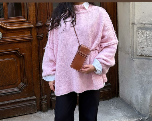 Pull oversize rose poudré